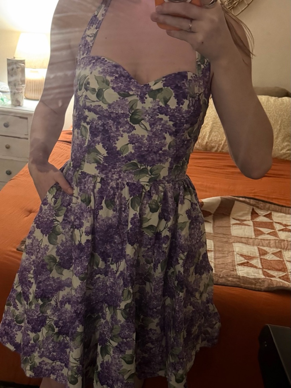 Bernie Dexter Purple Floral Halter Midi Dress - Picture 4 of 6